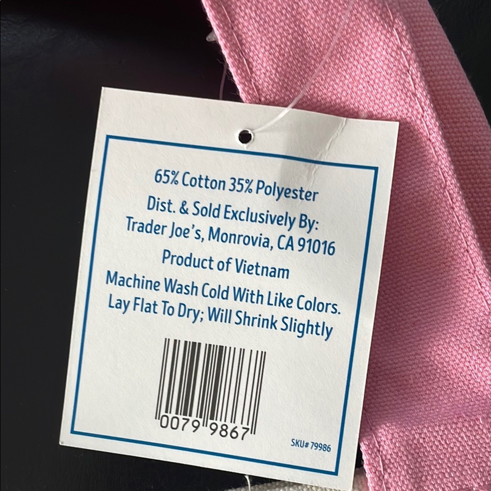 Trader Joe’s Mini Pastel Canvas Tote Bag - Pink - Picture 3 of 3